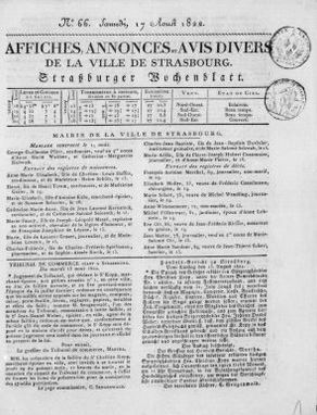 Affiches, annonces et avis divers de la ville de Strasbourg (1818-1840)