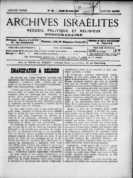 Archives israélites de France (1840-1935)