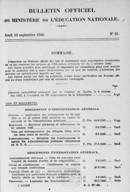 Bulletin officiel du Ministère de l'éducation nationale (1944-1945)