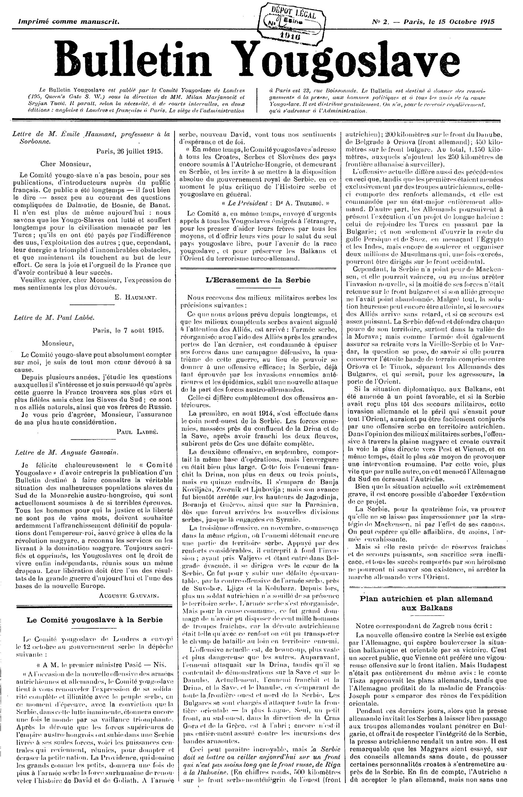Bulletin yougoslave (1915-1918)