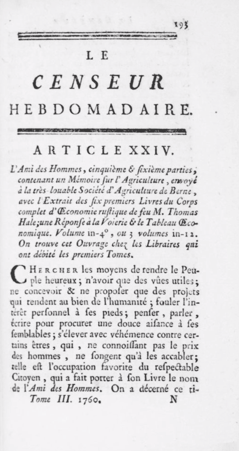 Le Censeur hebdomadaire (1760-1761)