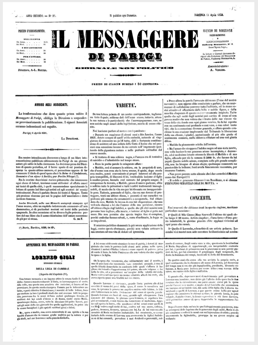 Il Messagere di Parigi (1856-1858)