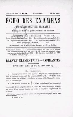 Écho des examens de l'instruction primaire (1881-1885)