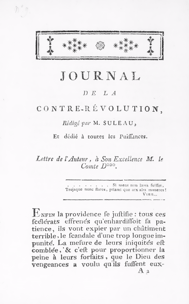 Journal de la contre-révolution (1791-1792)