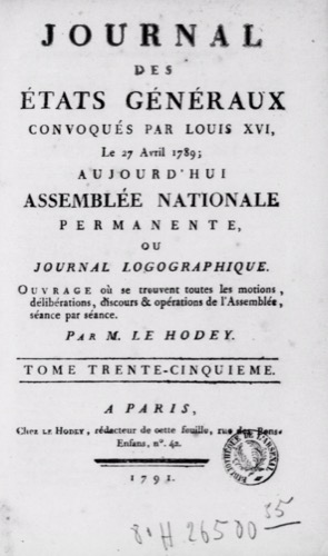 Journal des États généraux convoqués par Louis XVI (1789-1791)