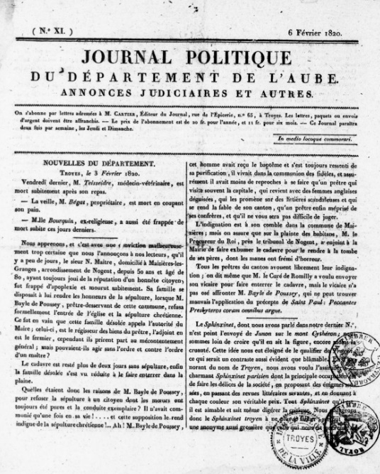 Journal politique du département de l'Aube (1820-1829)