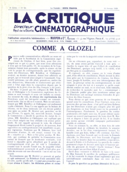 La Critique cinématographique (1926-1938)