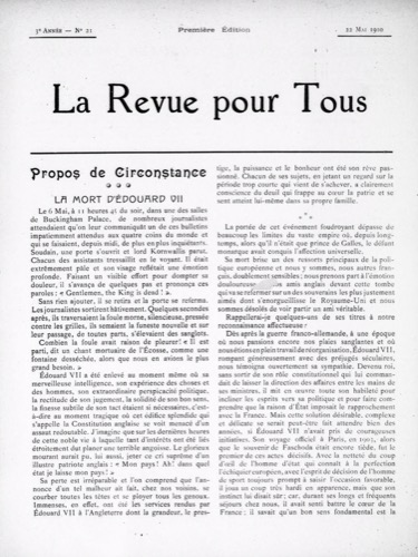 La Revue pour tous (1908-1913)