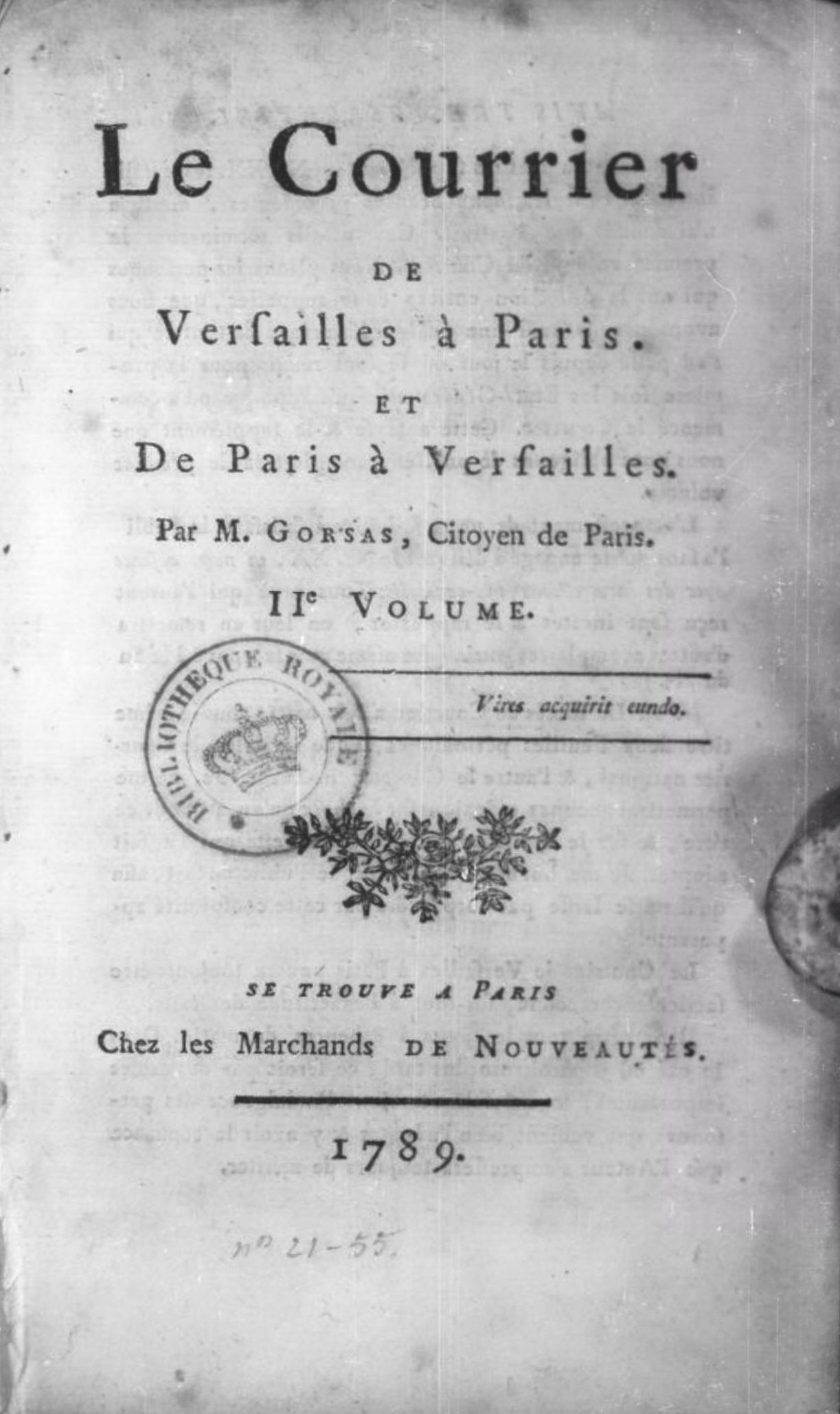 Le Courrier de Versailles à Paris et de Paris à Versailles (1789)
