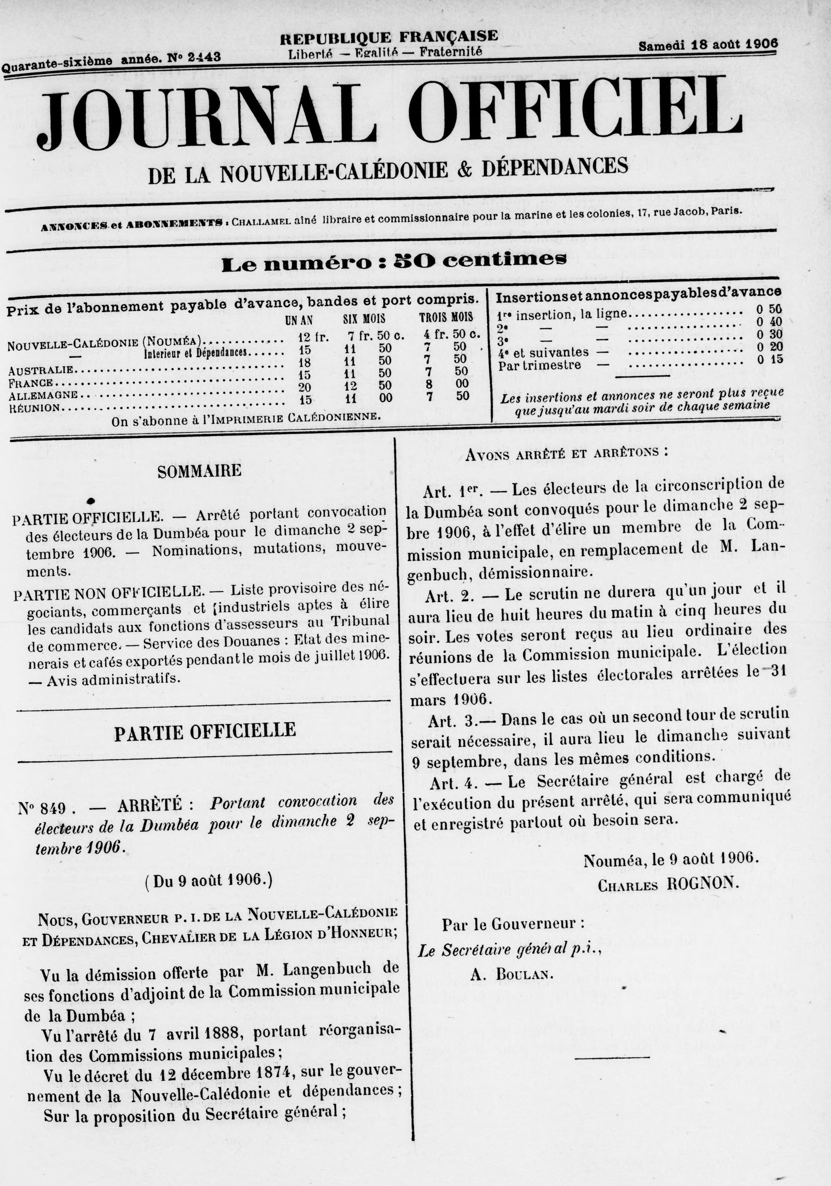 Journal officiel de la Nouvelle Calédonie et dépendances (1886-1996)