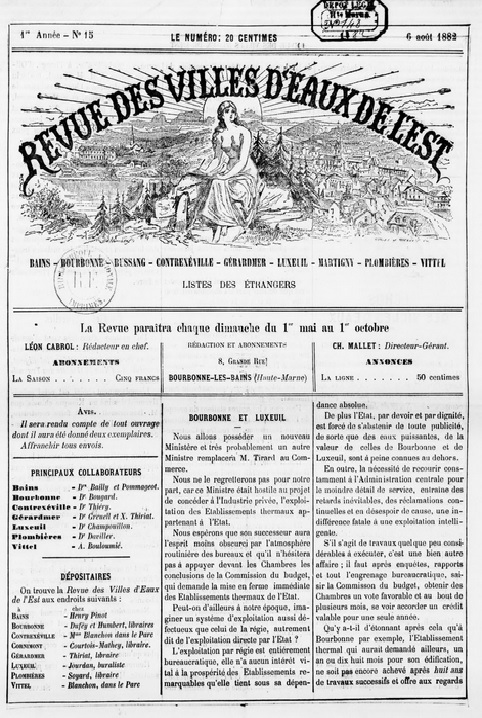 Revue des villes d'eaux de l'Est (1882-1883)