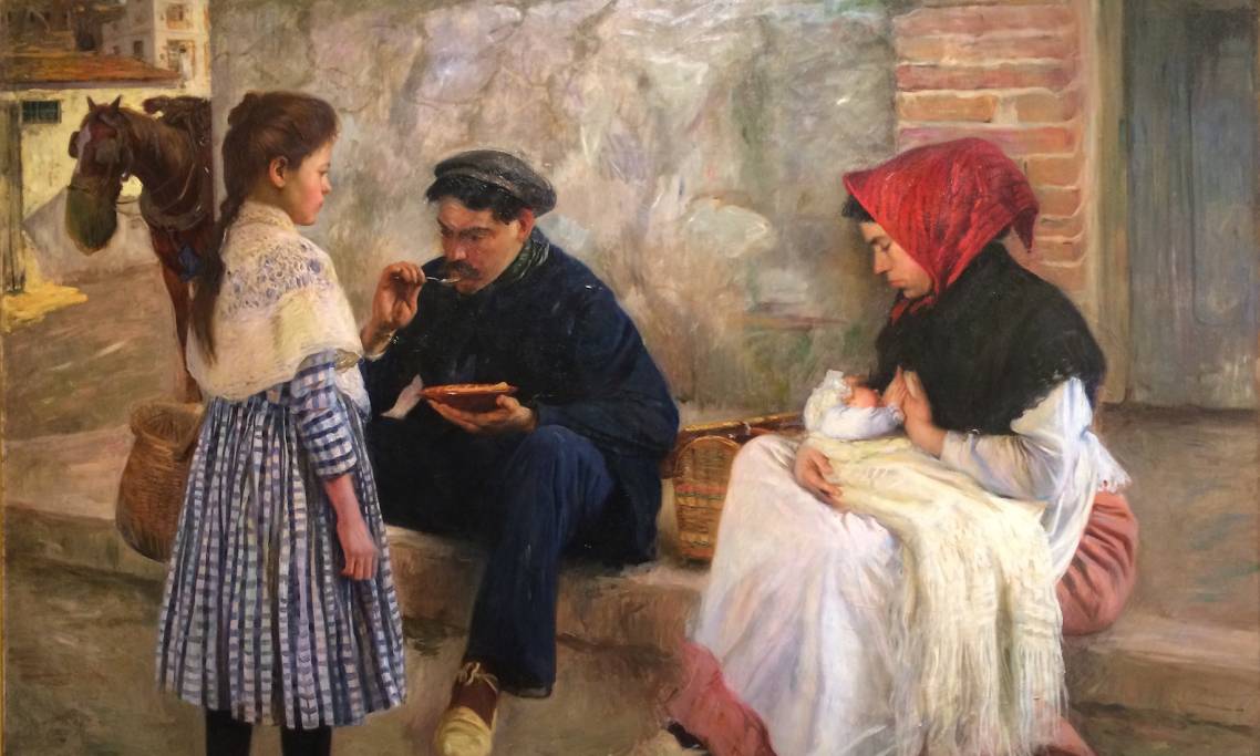 « Le Dîner de l'ouvrier », tableau de Francesc Sardà Ladico, 1911 - source : WikiCommons