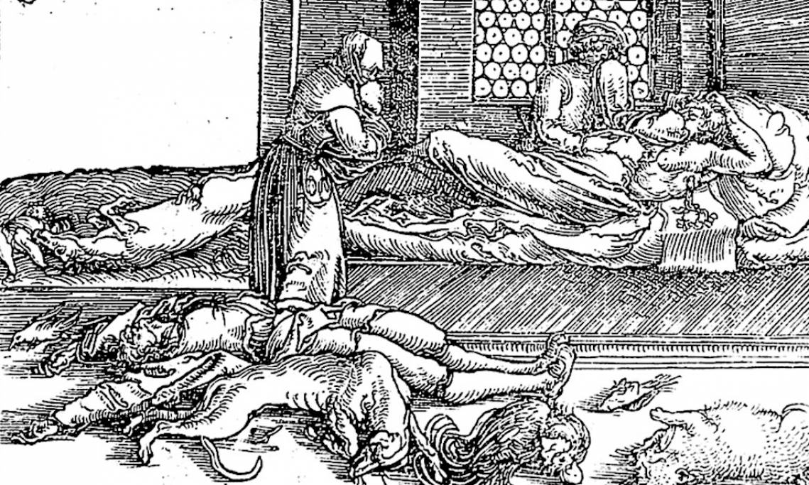« L'épidémie », illustration de Sebastian Brant parue en complément d'un recueil de textes de Pétrarque, 1532 - source : Gallica-BnF