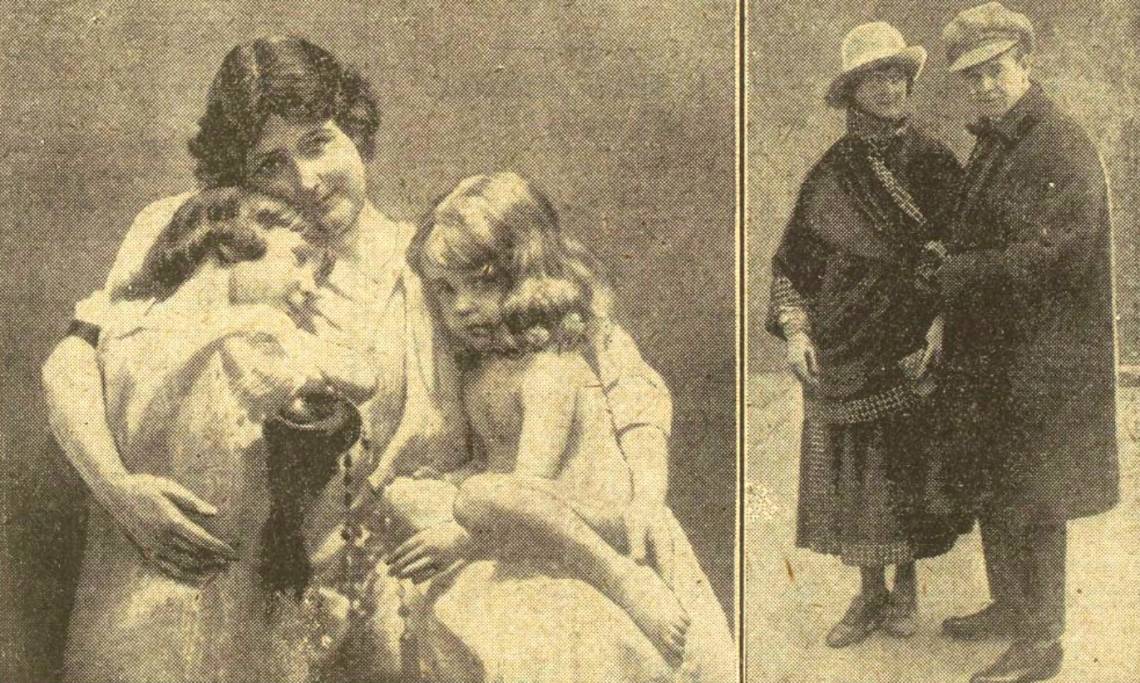 À gauche, Isadora Duncan avec ses deux enfants ; à droite, la danseuse en compagnie de son mari, Excelsior, 1927 - source : RetroNews-BnF