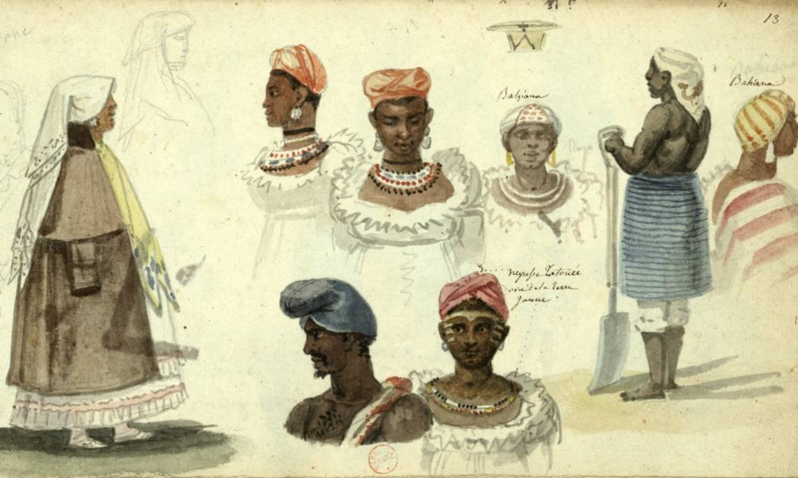 « Costumes du Brésil », dessin de Jean-Baptiste Debret, 1820 - source : Gallica-BnF