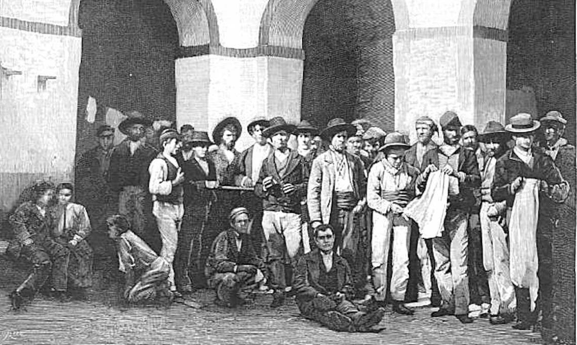 Coupables présumés d’appartenance à la Mano Negra dans la prison de Xeres, 1883 - source : WikiCommons