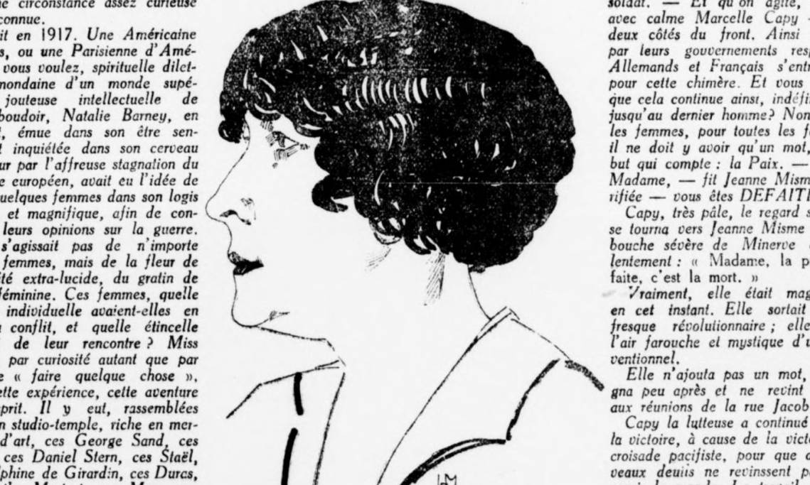 Profil de la militante pacifiste Marcelle Capy, illustration parue dans Le Carnet de la semaine, 1931 - source : RetroNews-BnF