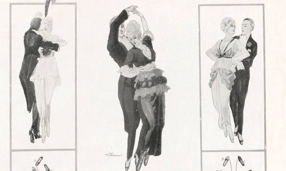Indications illustrées en vue de bien exécuter la maxixe, danse brésilienne, dans Femina, 1914 - source : RetroNews-BnF