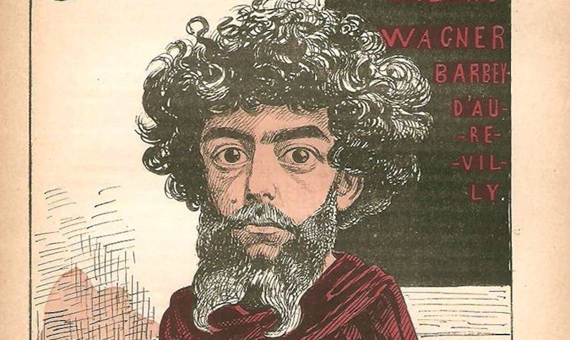 L'écrivain et « mage » Joséphin Péladan caricaturé par Alfred Le Petit, Les Hommes d'aujourd'hui, 1890 - source : WikiCommons