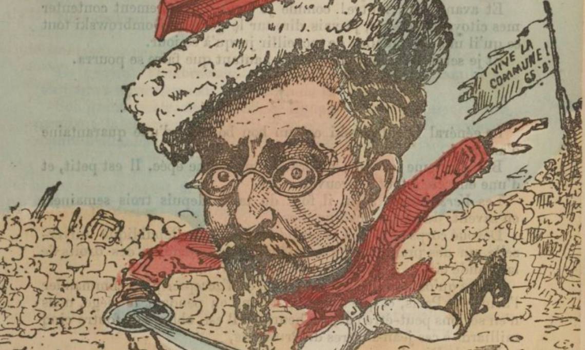 Caricature du général polonais Dombrowski parue en Une du Fils du Père Duschène, 1871 - source : RetroNews-BnF