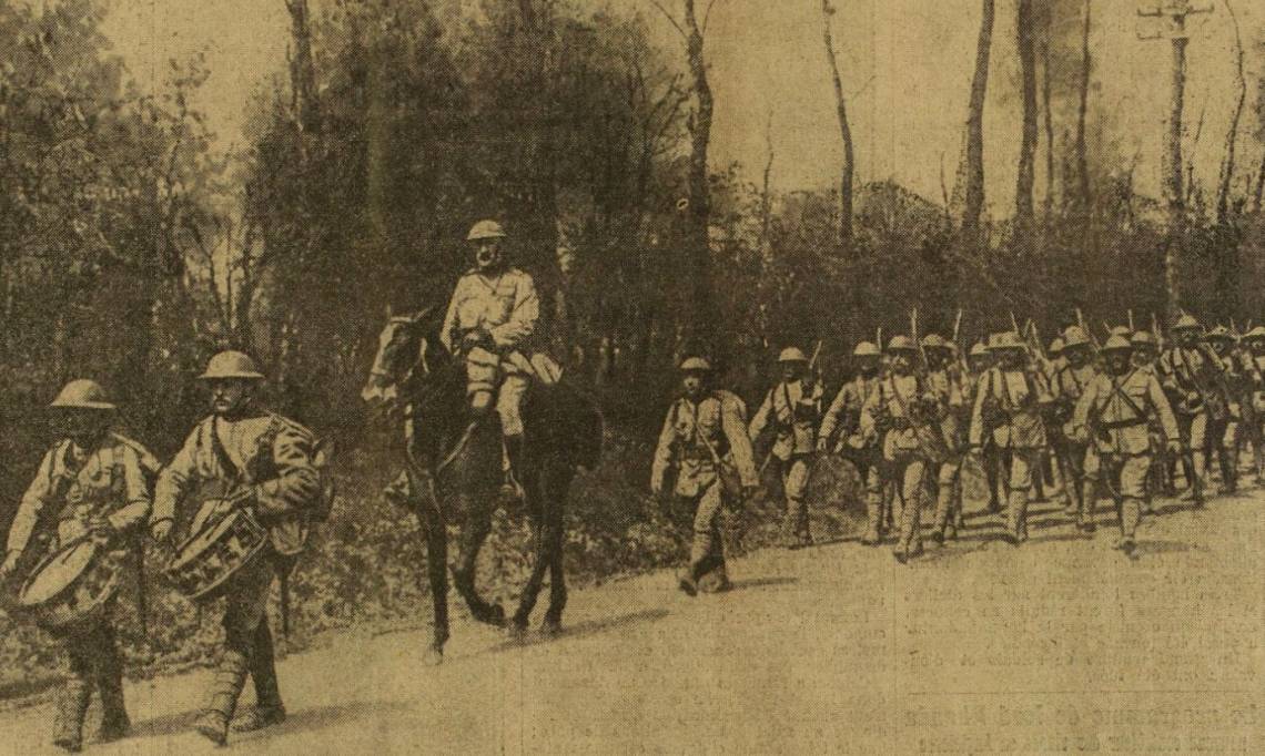 Arrivée des troupes portugaises dans les tranchées, Excelsior, juin 1917 - source : RetronNews-BnF