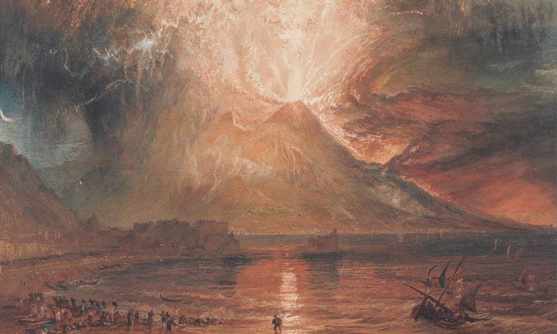 Peinture du Vésuve en éruption par William Turner, circa 1817 - source : Google Art Institute-WikiCommons