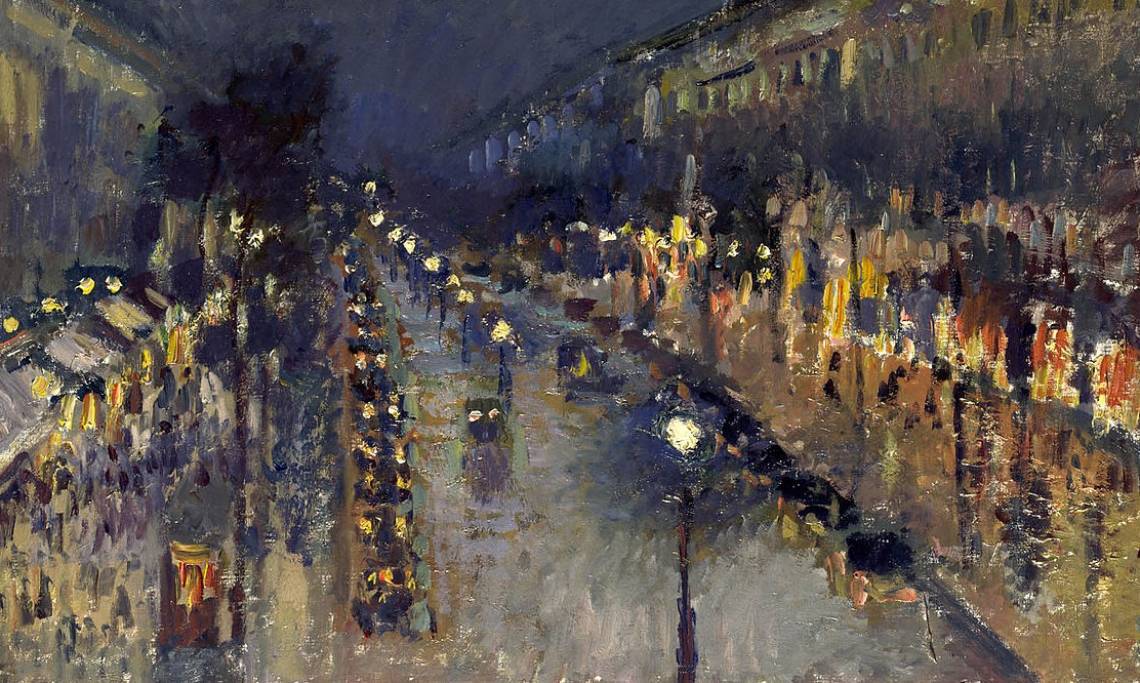 Camille Pissarro, « Boulevard Montmartre, effet de nuit », 1897 - source : National Gallery-WikiCommons