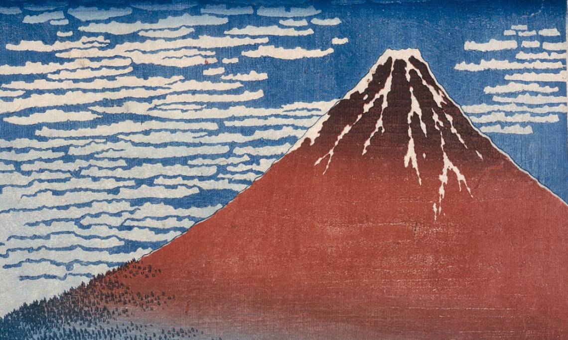 « Vent frais par matin clair », estampe extraite des « Trente-six vues du Mont Fuji », Hokusai, 1829-1833 - source : WikiCommons