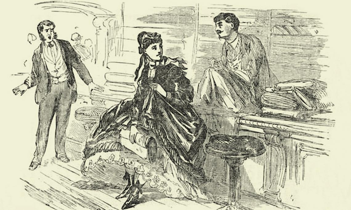 “A Female Shoplifter,” illustration d'une femme volant à l'étalage, James D. McCabe Jr, 1872 - source : WikiCommons