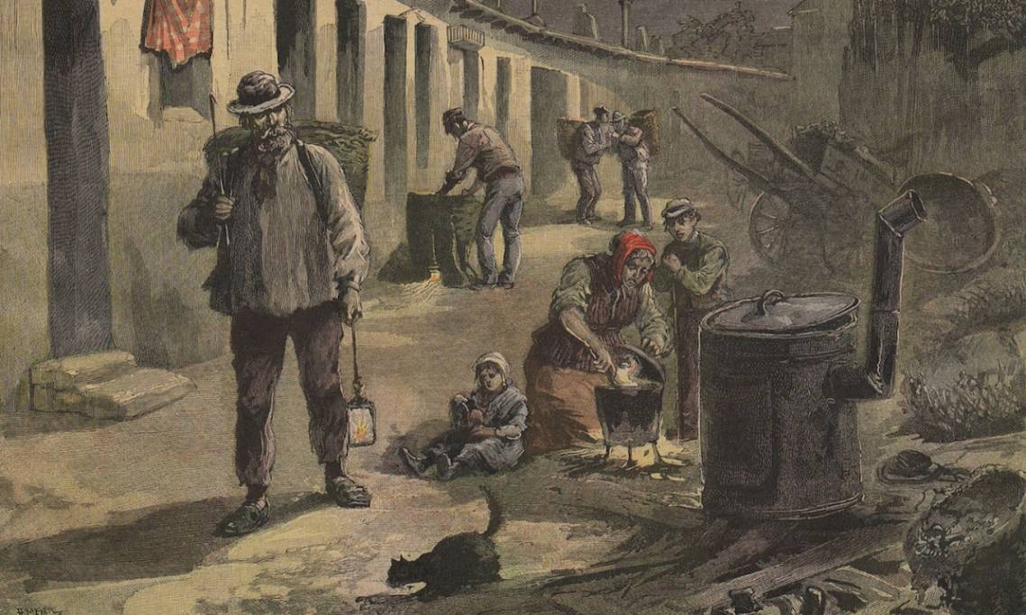 Dessin d'un « chiffonnier » de Paris au travail, Le Petit Journal, 27 août 1892 - source : RetroNews-BnF