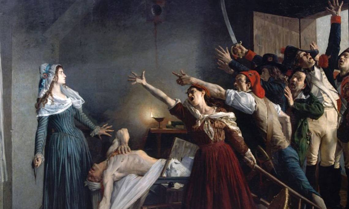 « L'assassinat de Marat », peinture de Jean-Joseph Weerts, 1880 - source : WikiCommons