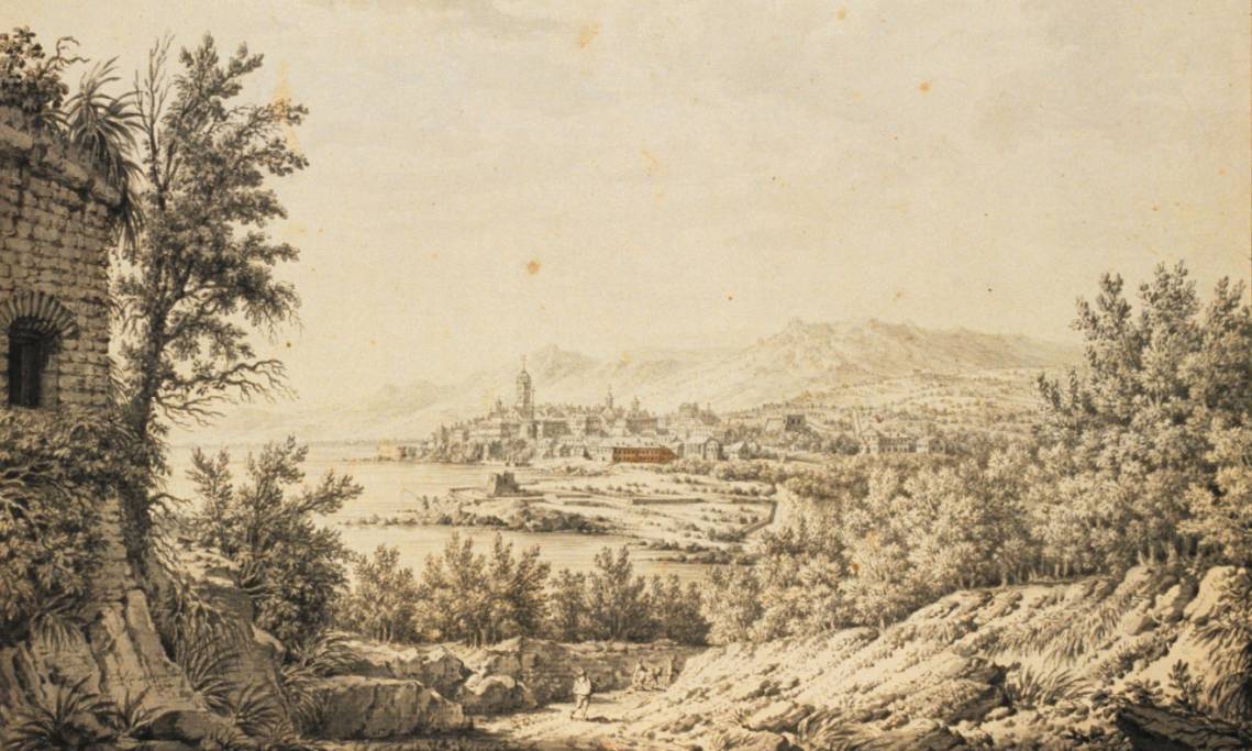 « Vue de la Ville de Bastia, Capitale de l'Isle de Corse », dessin, J. Daubigni, 1779 - source : Gallica-BnF