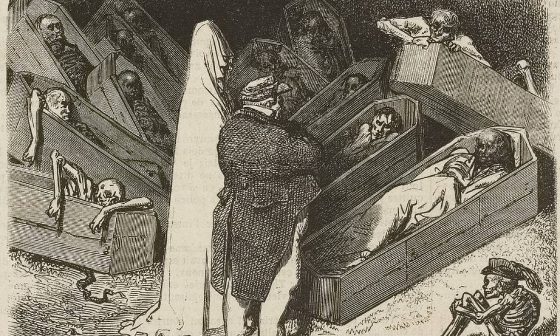 « Cranch se disposait à adresser la parole au fantôme », estampe de Gustave Doré, 1856 - source : Gallica