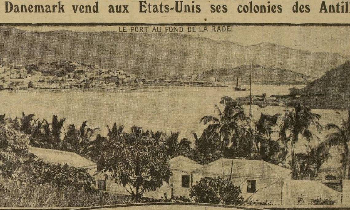 Photographie d'un port des Îles Vierges danoises au moment de la vente de l'archipel aux Etats-Unis, Excelsior, 1917 - source : RetroNews-BnF