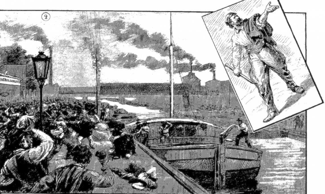 Paris : la grève des ouvriers terrassiers, dessin de M. Guilliod, 1888 - source : Gallica-BnF