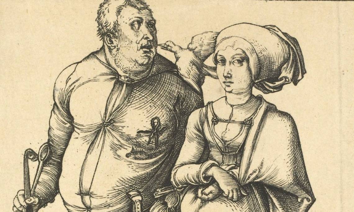 « Le cuisinier et sa femme », estampe d’ Albrecht Dürer, 1497 - source : Gallica-BnF