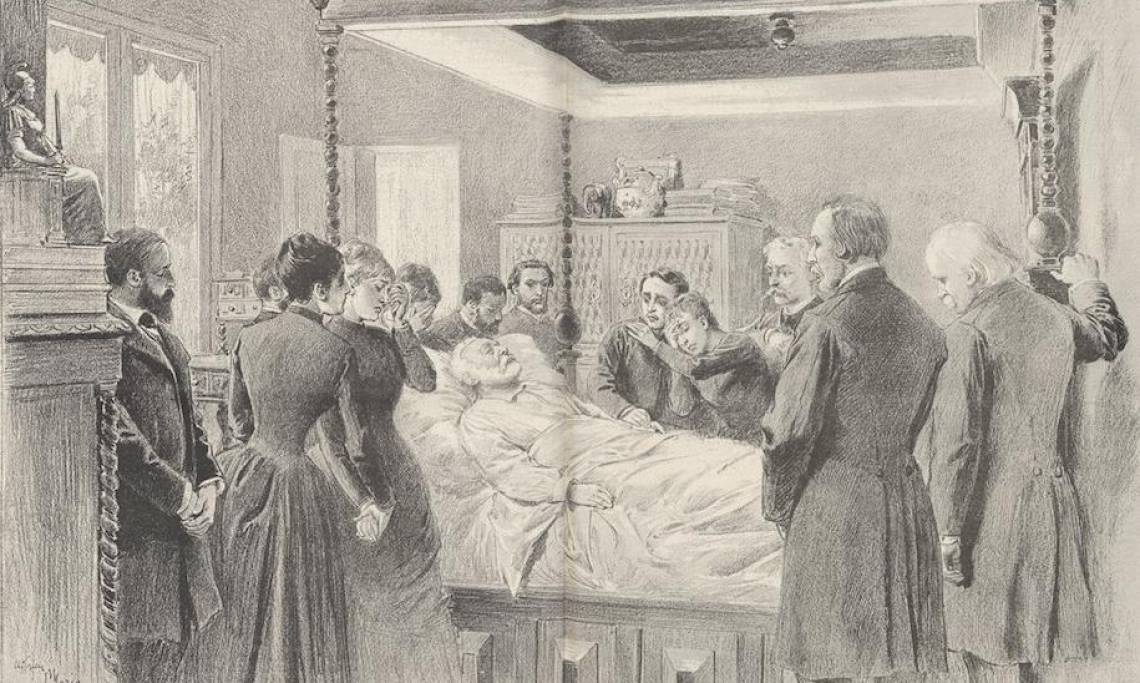 Victor Hugo sur son lit de mort, Le Monde Illustré, mai 1885 - source : Gallica-BnF