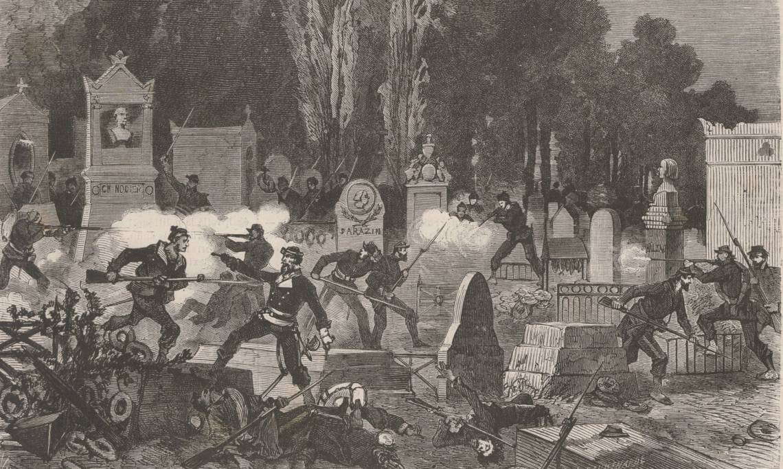 « L’agonie de la Commune » d’après le croquis de M. Robida, Le Monde illustré, 24 juin 1871 – source : RetroNews-BnF