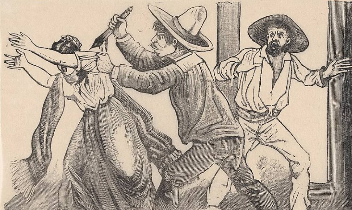 « Le meurtre de Léandra Martinez par son frère Manuel », J.G. Posada, 1891 – source : WikiCommons