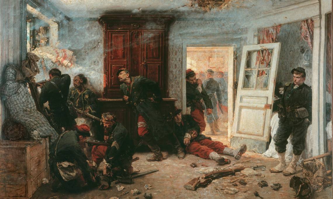 Les Dernières cartouches, tableau d'Alphonse-Marie-Adolphe de Neuville, 1873 - source : WikiCommons