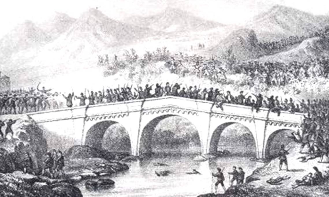 La bataille de Ponte-Novu, qui signa en 1769 la fin de la République de Corse, gravure circa 1810 - source : WikiCommons