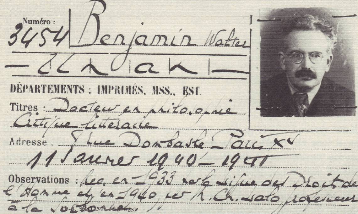 Carte de lecteur à la BnF de Walter Benjamin, 1940 - source : WikiCommons