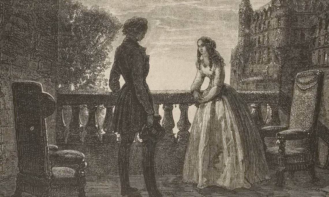 "Tant que je pourrai former un désir, je n'en aurai jamais de plus cher que votre bonheur", estampe de Gustave Doré, 1855 - source : Gallica-BnF 