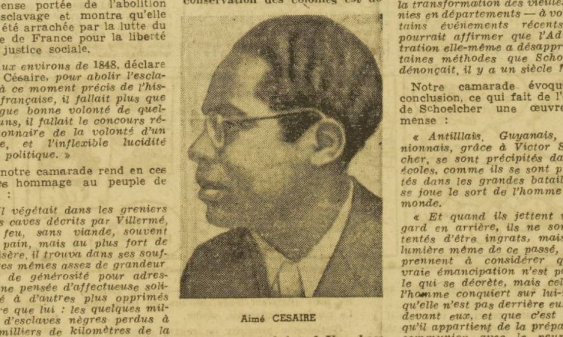 Aimé Césaire dans L'Humanité, 28 avril 1948 - source : RetroNews-BnF