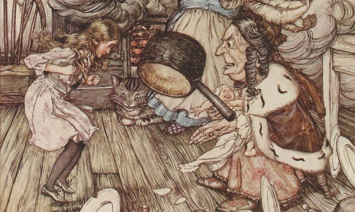 Illustration pour « Alice au pays des merveilles» de Lewis Carroll, Arthur Rackham, 1908 - source : Gallica-BnF