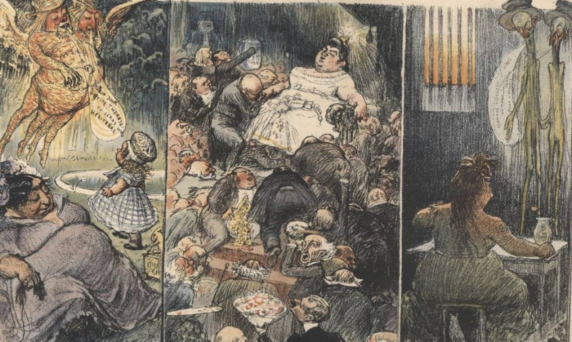« La vie de la Grande Thérèse », dessin de presse paru dans Le Rire, 1903 - source : RetroNews-BnF