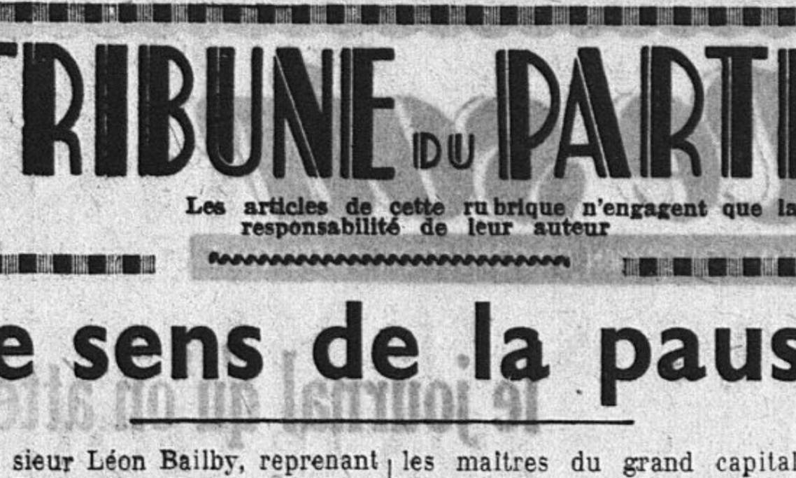 Encadré de la « tribune du parti » du Populaire, 26 février 1937 - source : RetroNews-BnF