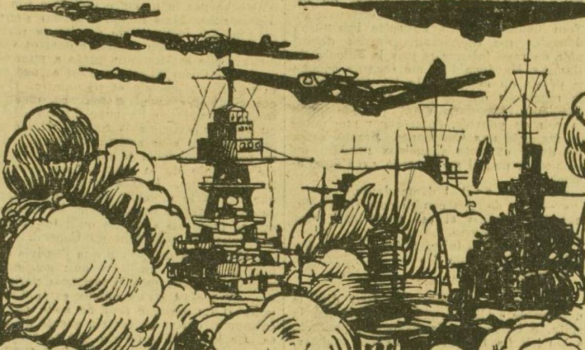 L'attaque de Pearl Harbor, illustration parue dans Gringoire, 1942 - source : RetroNews-BnF