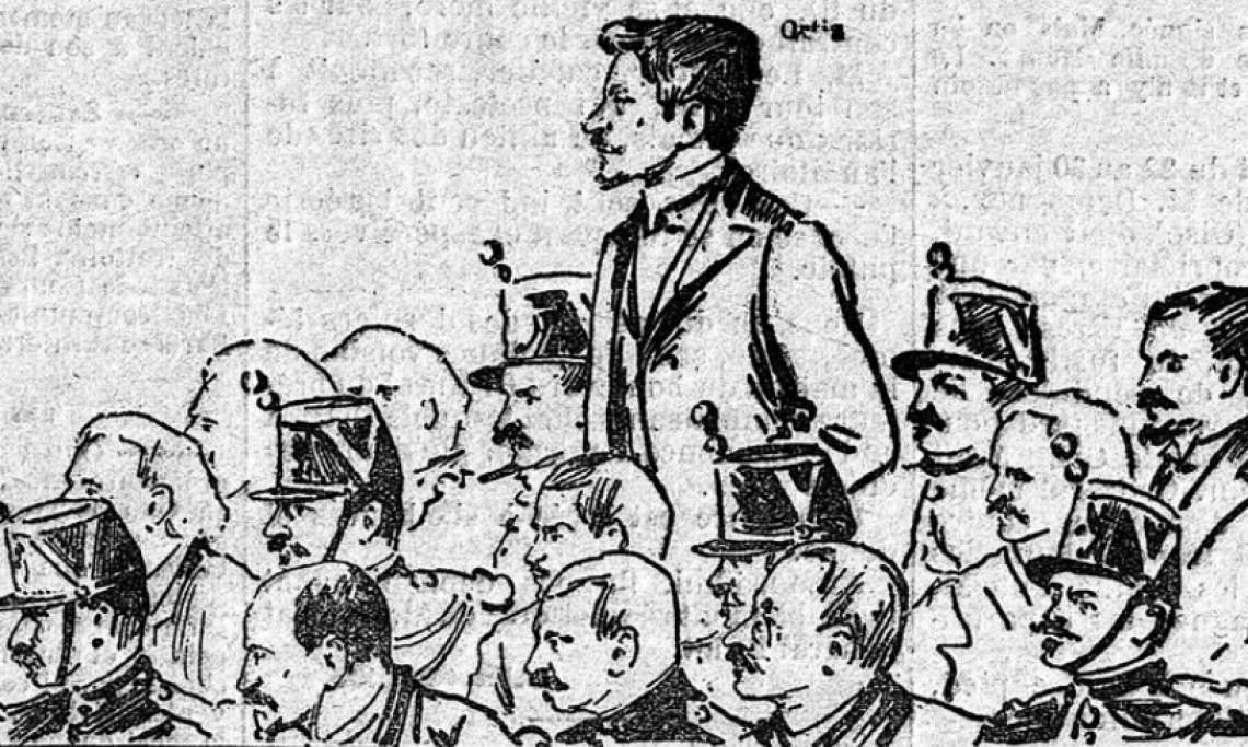 Les accusés du Procès des Trente, illustration parue dans Le Figaro le 8 août 1894 - source : RetroNews-BnF