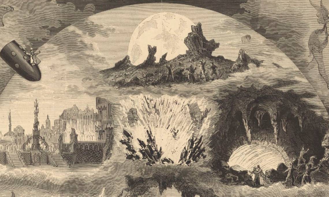 Illustration pour l'opéra-féérie de Jacques Offenbach « Le Voyage dans la Lune », Joseph Burn Smeeton, 1875 - source : Gallica BnF